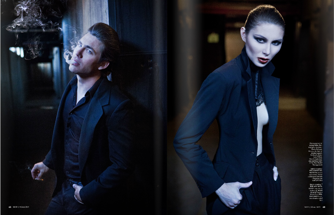 Decadent Designs clothing on a masculine and feminine model.